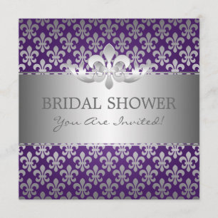 Elegantes Brautparty Lilie Lila Einladung