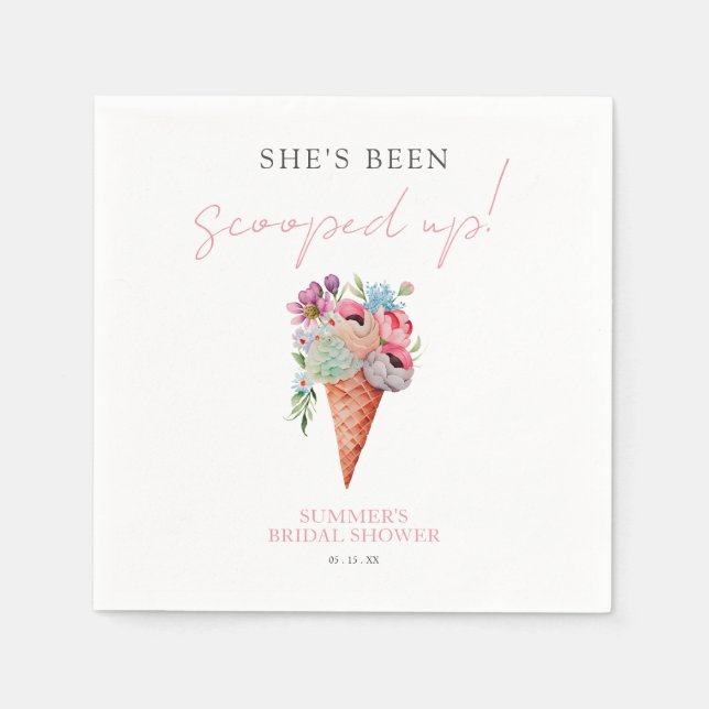 Elegantes Brautparty mit Blumen Serviette (Vorderseite)