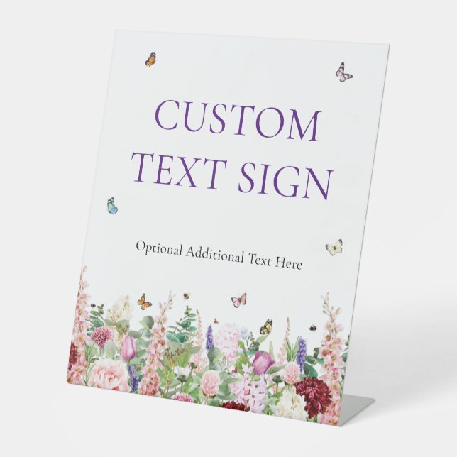 Elegantes Brautparty mit Blumen und Schmetterlinge Sockelschild (Vorderseite)