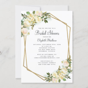Elegantes Brautparty mit Blumenblättern Einladung