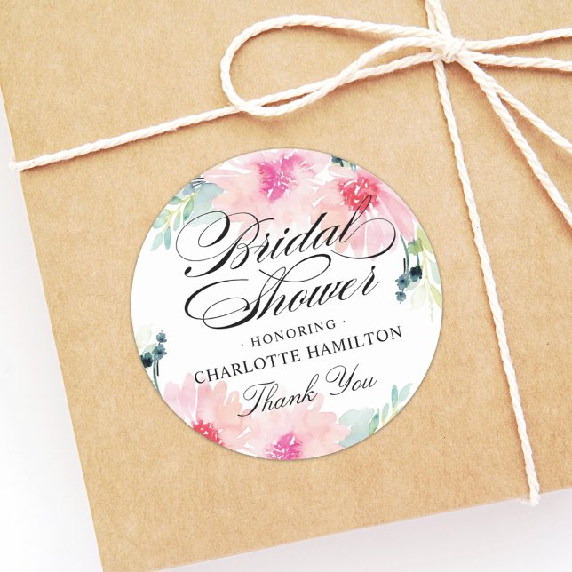 Elegantes Brautparty mit blütenfarbenem Wasser Runder Aufkleber (Von Creator hochgeladen)