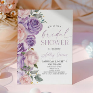 Elegantes Brautparty mit Lila, blühenden Blume Einladung