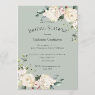 Elegantes Brautparty mit weißer Flora Einladung