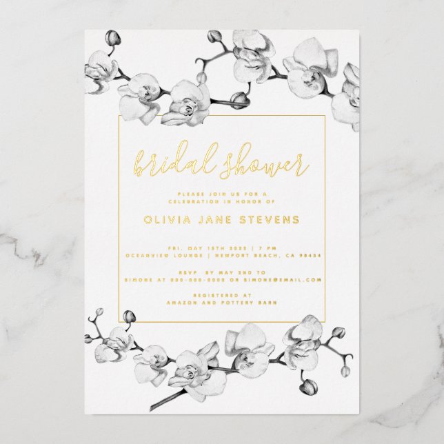 Elegantes Brautparty Moderne klassische Golfregion Folieneinladung (Vorderseite)