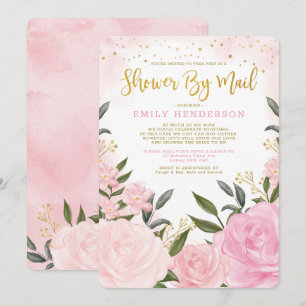 Elegantes Brautparty per Mail Rosa Blütenfarben Einladung