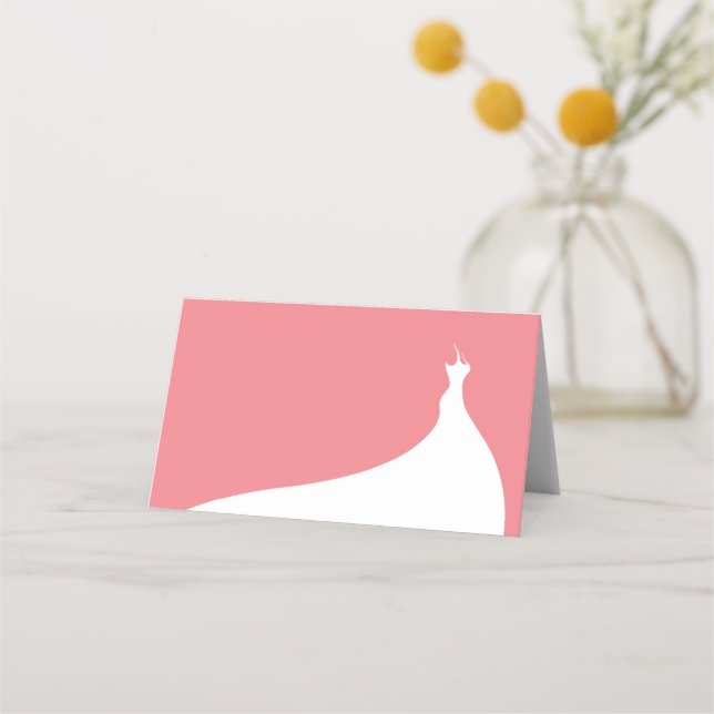 Elegantes Brautparty Platzkarte Koralle (Vorderseite)