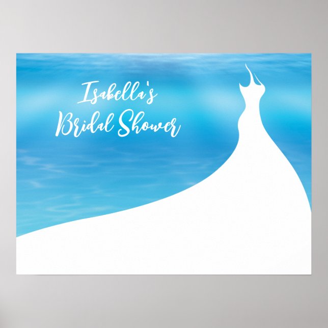 Elegantes Brautparty Poster Blau (Vorne)