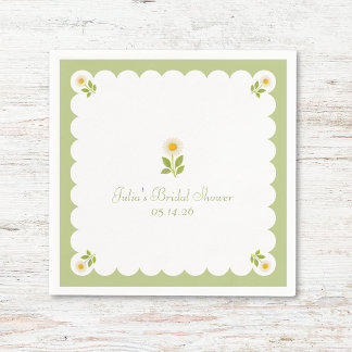 Elegantes Brautparty Sage Green Daisy Niedlich Serviette