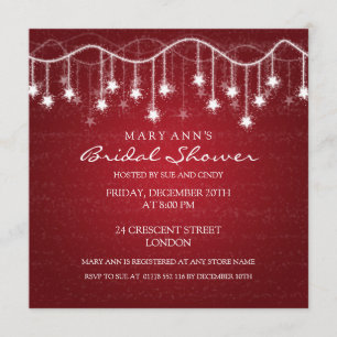 Elegantes Brautparty Schimmersteine Rot Einladung