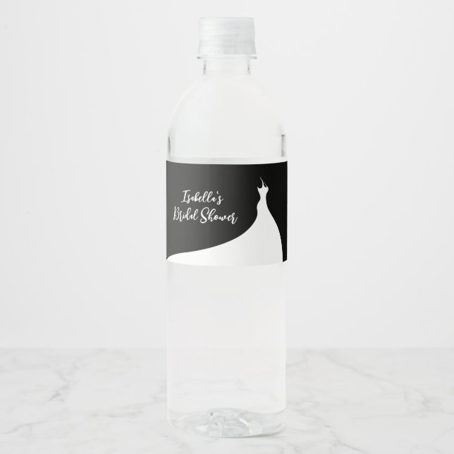 Elegantes Brautparty, schwarze Flasche Wasserflaschenetikett (Vorderseite)
