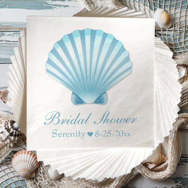 Elegantes Brautparty Seashell Blue Nautical Beach Serviette (Von Creator hochgeladen)