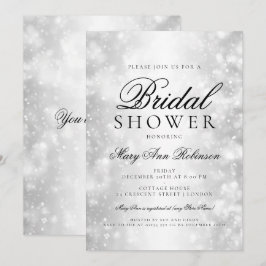 Elegantes Brautparty Silberschimmer-Lichter Einladung