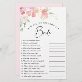 Elegantes Brautparty-Spiel mit Pink-Flora