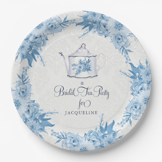 Elegantes Brautparty Tea Party Pappteller (Vorderseite)