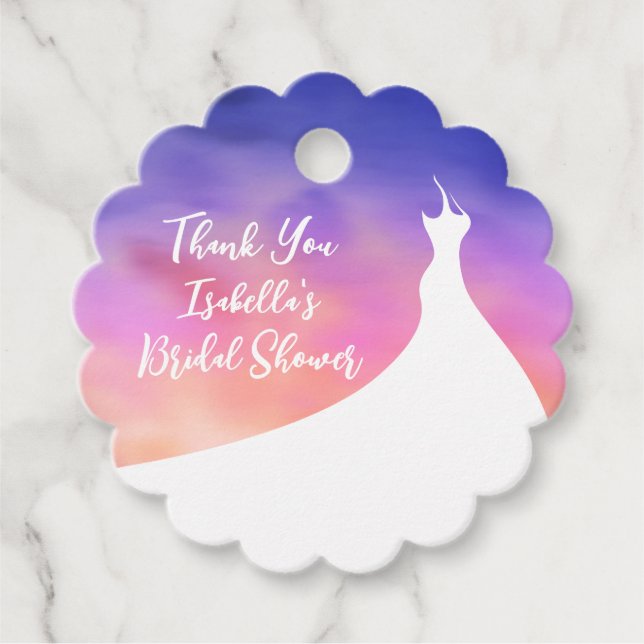 Elegantes Brautparty Vielen Dank lila Aquarell Geschenkanhänger (Vorderseite)