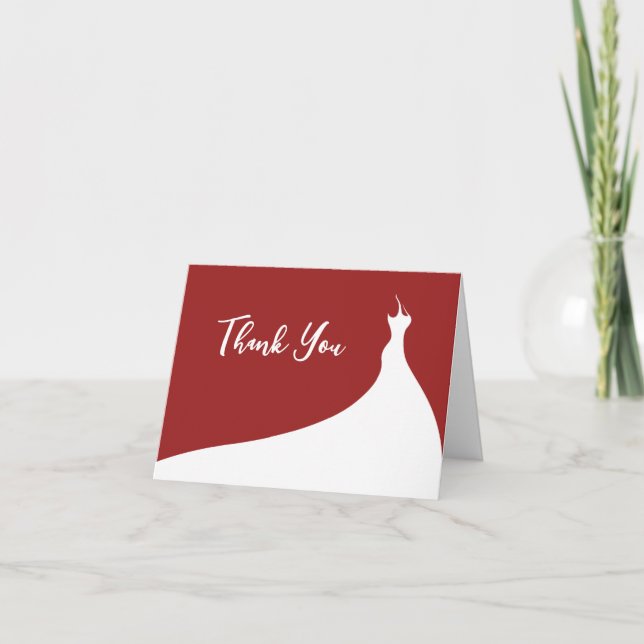 Elegantes Brautparty Vielen Dank rot Dankeskarte (Vorderseite)