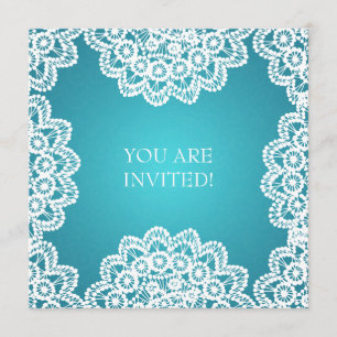 Elegantes Brautparty-Vintages Spitze-Blau Einladung