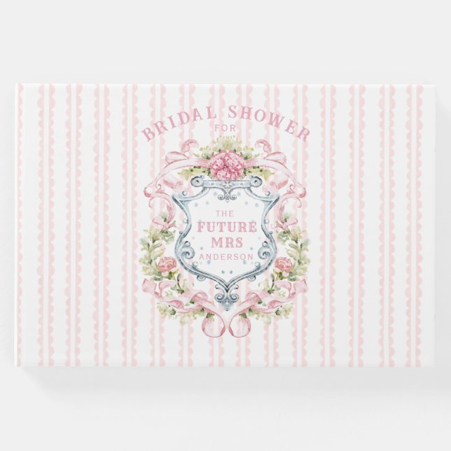 Elegantes Brautparty Wappen Gästebuch (Vorderseite)