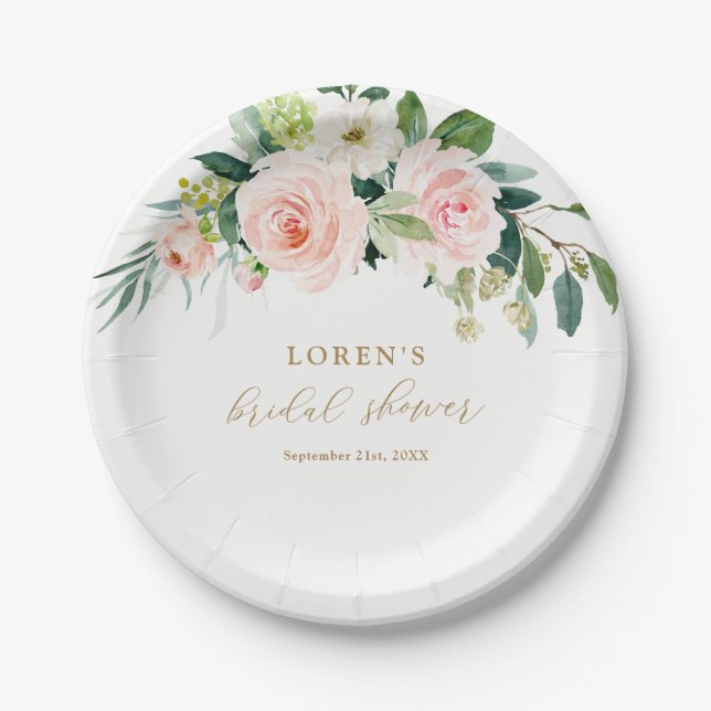Elegantes Brautparty Wasserfarben Pappteller (Vorderseite)