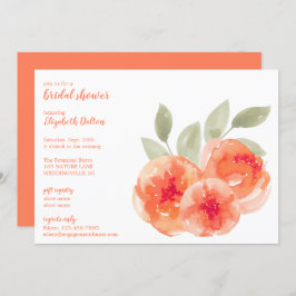 Elegantes Brautparty Wasserfarben Peach Peonies Einladung