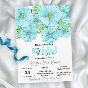 Elegantes Brautparty Watercolor Aqua Einladung