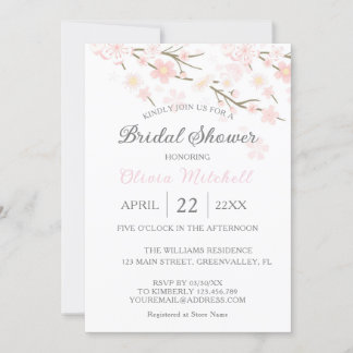 Elegantes Brautparty Watercolor Cherry Blossom Einladung