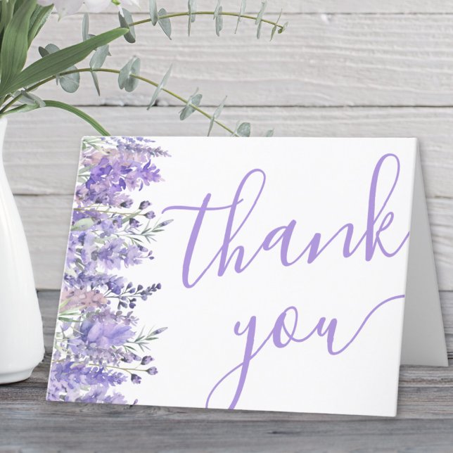 Elegantes Brautparty Watercolor Lavendel Dankeskarte (Elegant Watercolor Lavender Floral Bridal Shower Thank You Card)