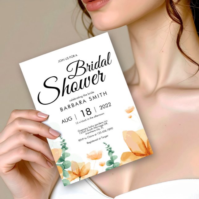 Elegantes Brautparty Wildblume Postkarte (Elegant Wildflower Floral Bridal Shower Invitation Postcard, Wildflower Wedding)