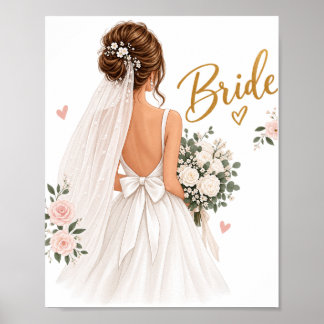 Elegantes Brautposter – Florale Hochzeit Rückenfre Poster