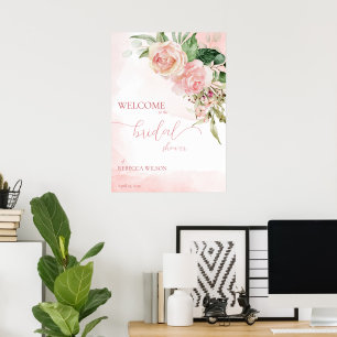 Elegantes Brautrosen-Empfangsschild in blassem Ros Poster