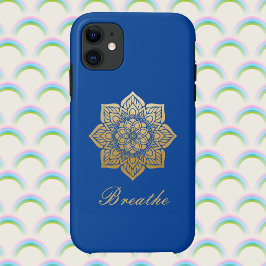 Elegantes Breathe Deep Royal Blue und Gold Mandala Case-Mate iPhone Hülle