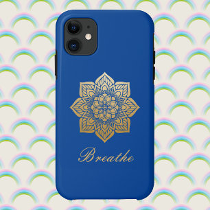Elegantes Breathe Deep Royal Blue und Gold Mandala Case-Mate iPhone Hülle