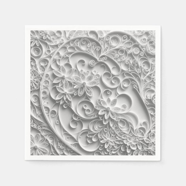 Elegantes Bridal Paper Quilling Design Serviette (Vorderseite)