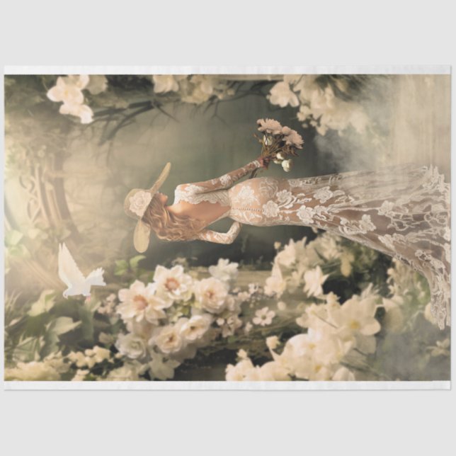 Elegantes Bride Back Factory Arkade Portrait Seidenpapier (Vorderseite)