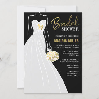 Elegantes Bride Black Gold Foil Brautparty Einladung