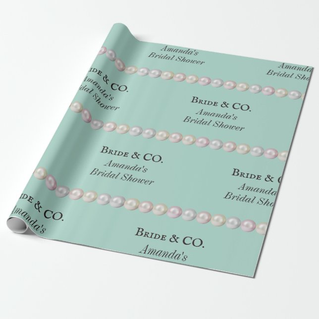 Elegantes Bride & Co Aquamarines Blue Pearl Brautp Geschenkpapier (Ungerollt)