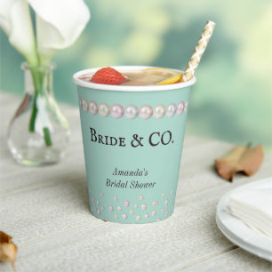 Elegantes Bride & Co Aquamarines Blue Pearl Brautp Pappbecher
