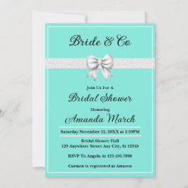 Elegantes Bride & Co Weißer Glitzer Brautparty Einladung