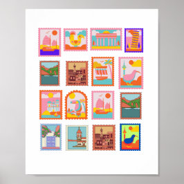ELEGANTES BRIEFMARKEN-KUNSTPOSTER POSTER