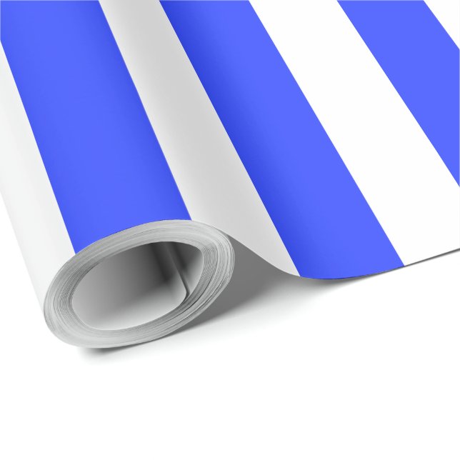 Elegantes Bright Royal Blue Striping Muster Geschenkpapier (Rolleneckpunkt)