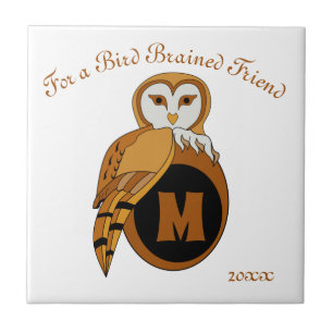 Elegantes Britisches Barn Owl Monogramm Fliese