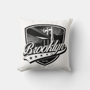 Elegantes Brooklyn-Schild und Swoosh-Design Kissen