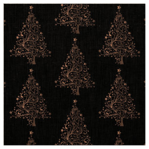Elegantes Brown Copper Weihnachtsbaummuster Stoff