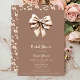 Elegantes Brown Coquette Bow Brautparty Einladung