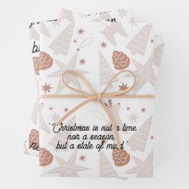 Elegantes Brown & White Christmas Wrapping Paper Geschenkpapier Set