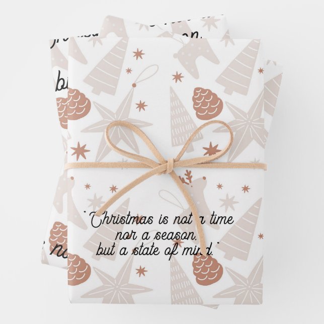 Elegantes Brown & White Christmas Wrapping Paper Geschenkpapier Set (Beispiel)