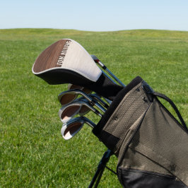 Elegantes Brown Wood Texture Modern Style Monogram Golf Headcover
