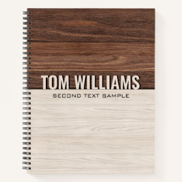 Elegantes Brown Wood Texture Modern Style Monogram Notizbuch