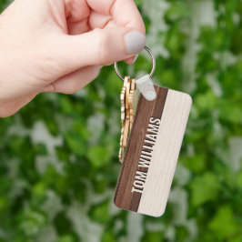 Elegantes Brown Wood Texture Modern Style Monogram Schlüsselanhänger