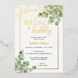Elegantes Brunch & Bubbly Greenery Brautparty Folieneinladung